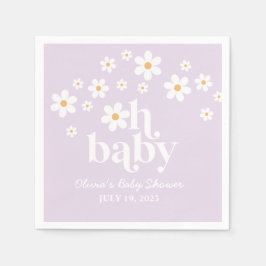 boho Daisy lila Baby Shower Pappersservett