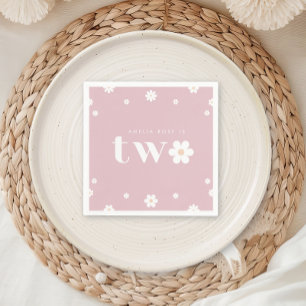 Boho Daisy Napkin, andra födelsedagen Pappersservett