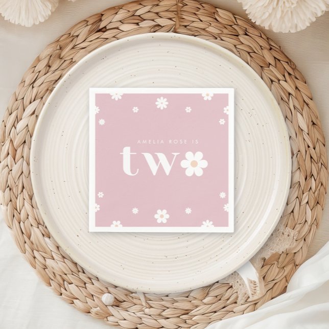 Boho Daisy Napkin, andra födelsedagen Pappersservett (Skapare uppladdad)
