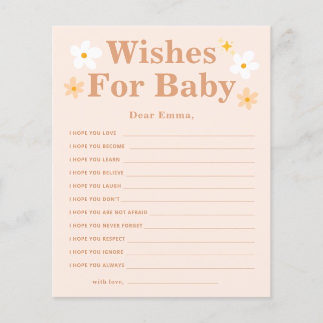 Boho Daisy önskar för baby rådkort (Framsida)