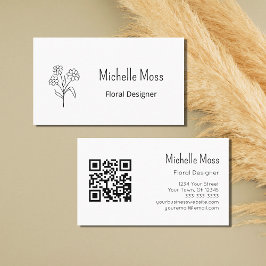 Boho Daisy QR-kod Enkel Blommigt Designer Visitkort