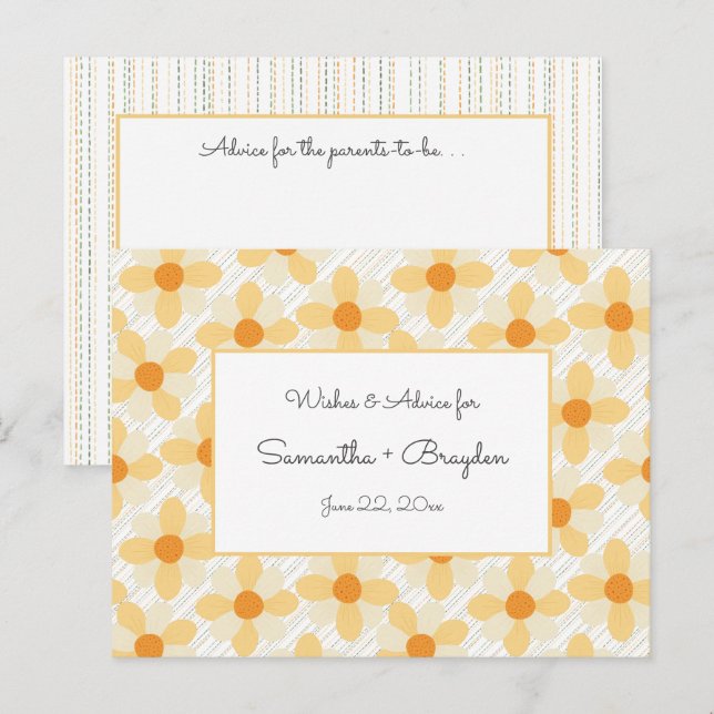 Boho Daisy Rain Baby Shower Adapter Rådkort (Fram/baksida)