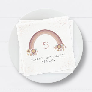 Boho Daisy Rainbow Girls Birthday Pappersservett