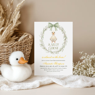 Boho Daisy Sage Grön Silly Goose Bebis Shower Inbjudningar