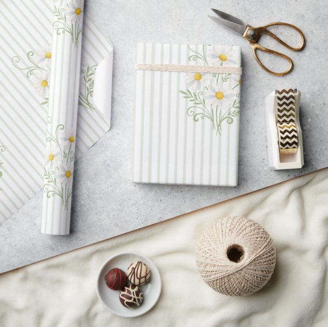 Boho Daisy Silly Goose Sage Green Baby Shower Presentpapper (Hantverk)