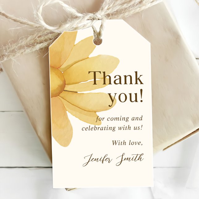 Boho Daisy Tack Födelsedagsfest Presentetikett (Skapare uppladdad)