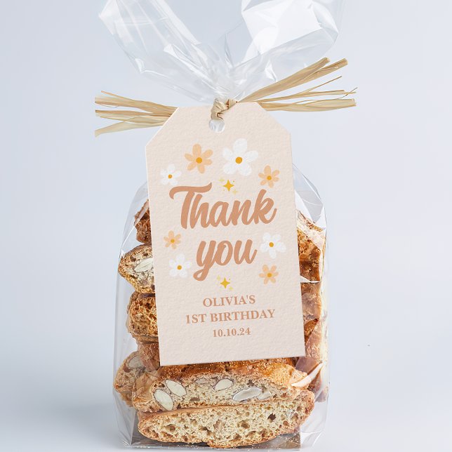 Boho Daisy Tack Party Presentetikett (Skapare uppladdad)