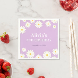 Boho Daisy Två Blommigtar Lila Bohemian 2:a födels Pappersservett