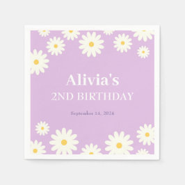 Boho Daisy Två Blommigtar Lila Bohemian 2:a födels Pappersservett
