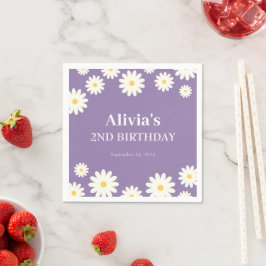 Boho Daisy Två Blommigtar Lila Bohemian 2:a födels Pappersservett