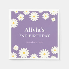 Boho Daisy Två Blommigtar Lila Bohemian 2:a födels Pappersservett