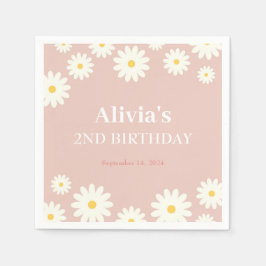 Boho Daisy Två Blommigtar Rosa Bohemian 2:a födels Pappersservett