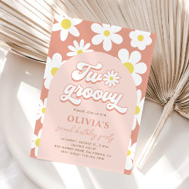 Boho Daisy Two Groovy 2:a födelsedagen Party Inbjudningar
