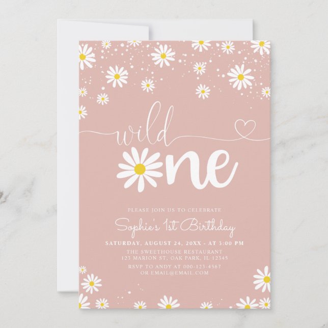 Boho Daisy Vild En Daisy Birthday Inbjudningar (Framsida)