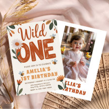 Boho Daisy Wild One Första Födelsedags Foto