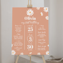 Boho-Daisyn - första födelsedagsskylt för milstolp Poster
