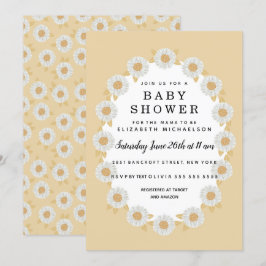 Boho Daisys Gult Flicka Baby Shower Inbjudningar
