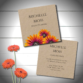 Boho Daisys Rustic Botanical Event Planner Fyrkantigt Visitkort