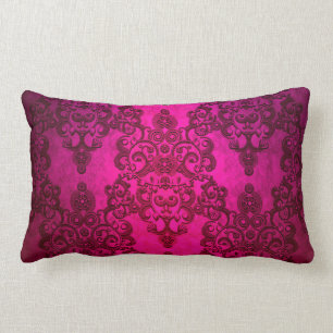 Boho Damask Djupt Glödande Rosa Viktoriansk Stil Lumbarkudde