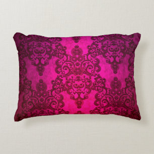 Boho Damask Djupt Glödande Rosa Viktoriansk Stil Prydnadskudde