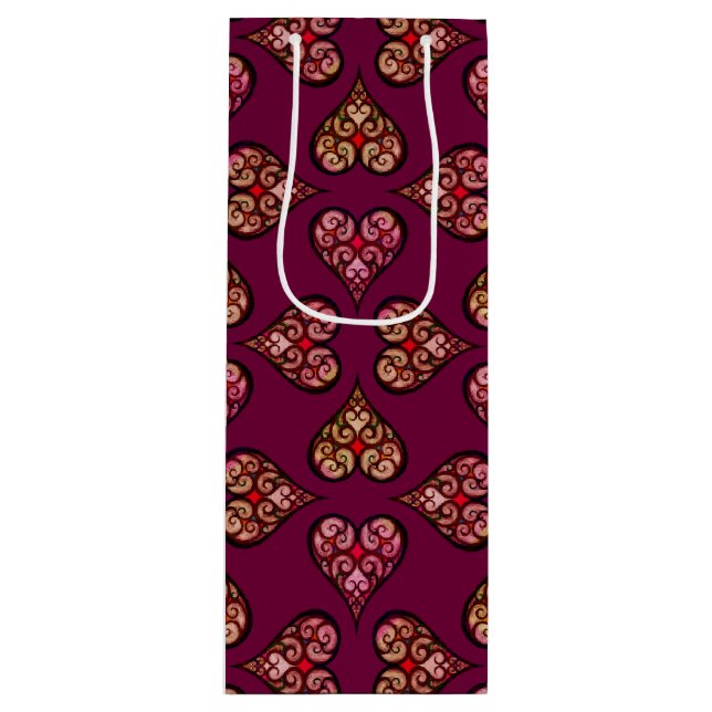 Boho Damask Heart Mönster Elegant Feminine Chic (Framsidan)