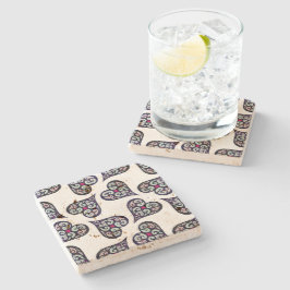 Boho Damask Heart Mönster Elegant Feminine Chic Stenunderlägg