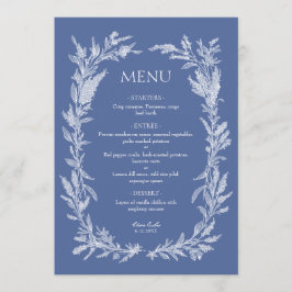 Boho Damblå Botanisk Krans Bröllop Meny