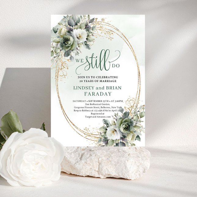 Boho Dammgrön Eukalyptus Akvarell Vi Gör Fortfaran Inbjudningar (Boho Dusty Green Eucalyptus Watercolor We Still Do Invite)