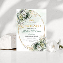 Boho Dammgrön Eukalyptus Quinceañera Födelsedag