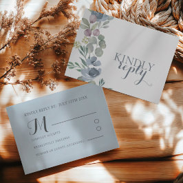 Boho dammig blå blomsterlig vigsel-RSVP OSA Kort