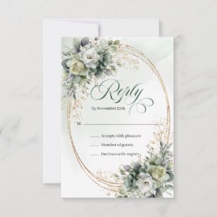 Boho dammig grön eukalyptus bröllop RSVP-kort OSA Kort