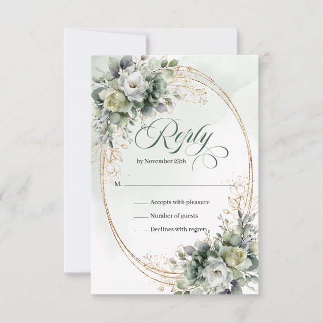 Boho dammig grön eukalyptus bröllop RSVP-kort OSA Kort (Framsida)