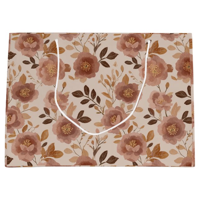 Boho dammig rosa blomma beige blommönster (Framsidan)