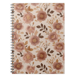 Boho dammig rosa blomma beige blommönster anteckningsbok