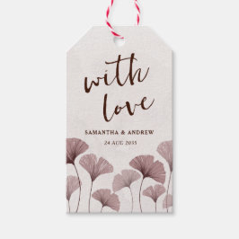 Boho dammig rosa bröllopsfavorit presentetikett