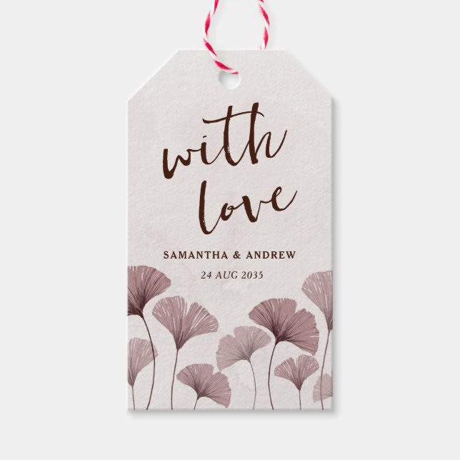 Boho dammig rosa bröllopsfavorit presentetikett (Framsidan)