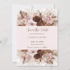 Boho dammig rosa brun blommande Pampas gräs bröllo Spara Datumet