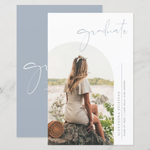 Boho Dammigt Blått Minimalistiskt Valv Foto Examen