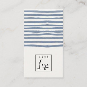 Boho Dämpad Blå Akvarell Handritade Ränder Logo Visitkort