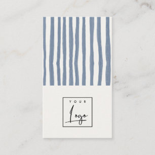 Boho dämpad blå akvarell handritade ränder logotyp visitkort