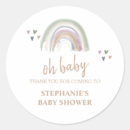 Boho Dämpad Regnbåge Baby Shower Runt Klistermärke