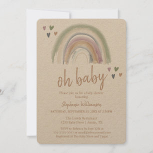 Boho Dämpad Regnbåge Kraftpapper Bebis Shower Inbjudningar