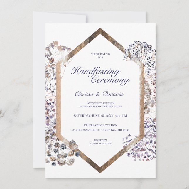 Boho Dandelion Blommigt Pagan Handfasting Inbjudningar (Framsida)