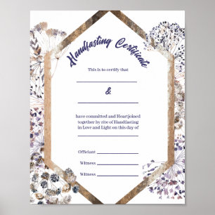 Boho Dandelion Pagan Handfastecertifikat Poster