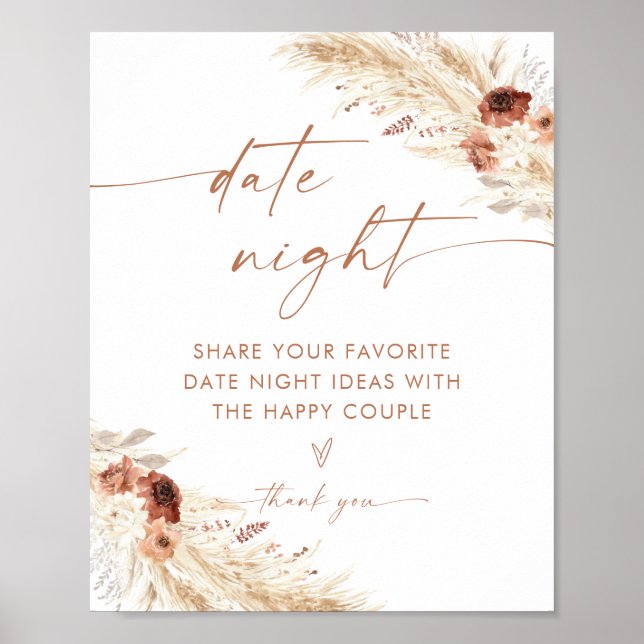 Boho Date Night Ideas | Terracotta Pampas Grass Poster (Framsidan)