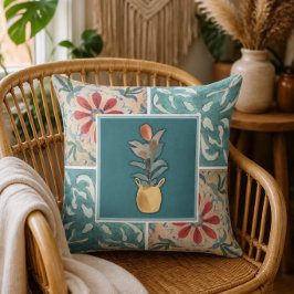 Boho Decorative Tile & Blommigt Dekorativ kudde
