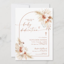 Boho Dedication Inbjudan | Pampas Grass Boho Bapti