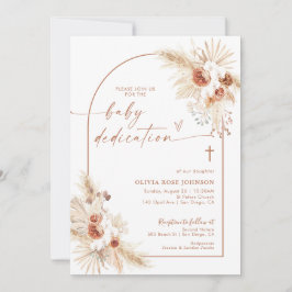 Boho Dedication Inbjudan | Pampas Grass Boho Bapti