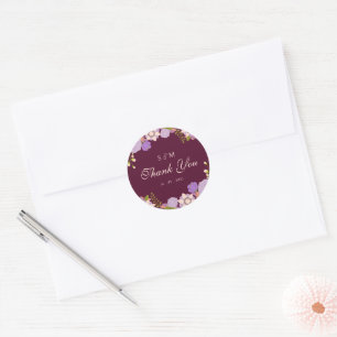 Boho Deep Vin Party favors Blommigt Bröllop Runt Klistermärke