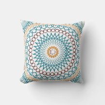 Boho Dekorativ kudde Brown Teal Guld
